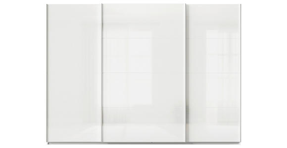 SCHWEBETÜRENSCHRANK in Weiß Hochglanz, Weiß - Weiß Hochglanz/Alufarben, KONVENTIONELL, Holzwerkstoff/Metall (315/229/62cm) - Xora