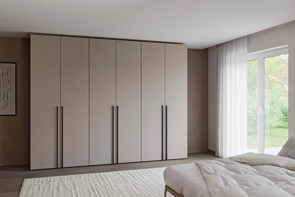 DREHTÜRENSCHRANK 303/236/59 cm,  in Schwarz, Hellbraun, 6-türig  - Hellbraun/Schwarz, Design, Holzwerkstoff/Metall (303/236/59cm) - Jutzler