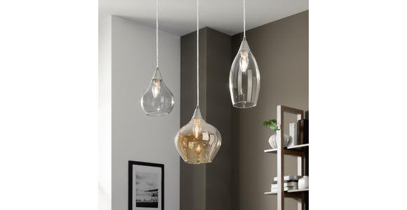 HÄNGELEUCHTE 90/150 cm - Klar/Bernsteinfarben, Design, Glas/Metall (90/150cm) - Dieter Knoll