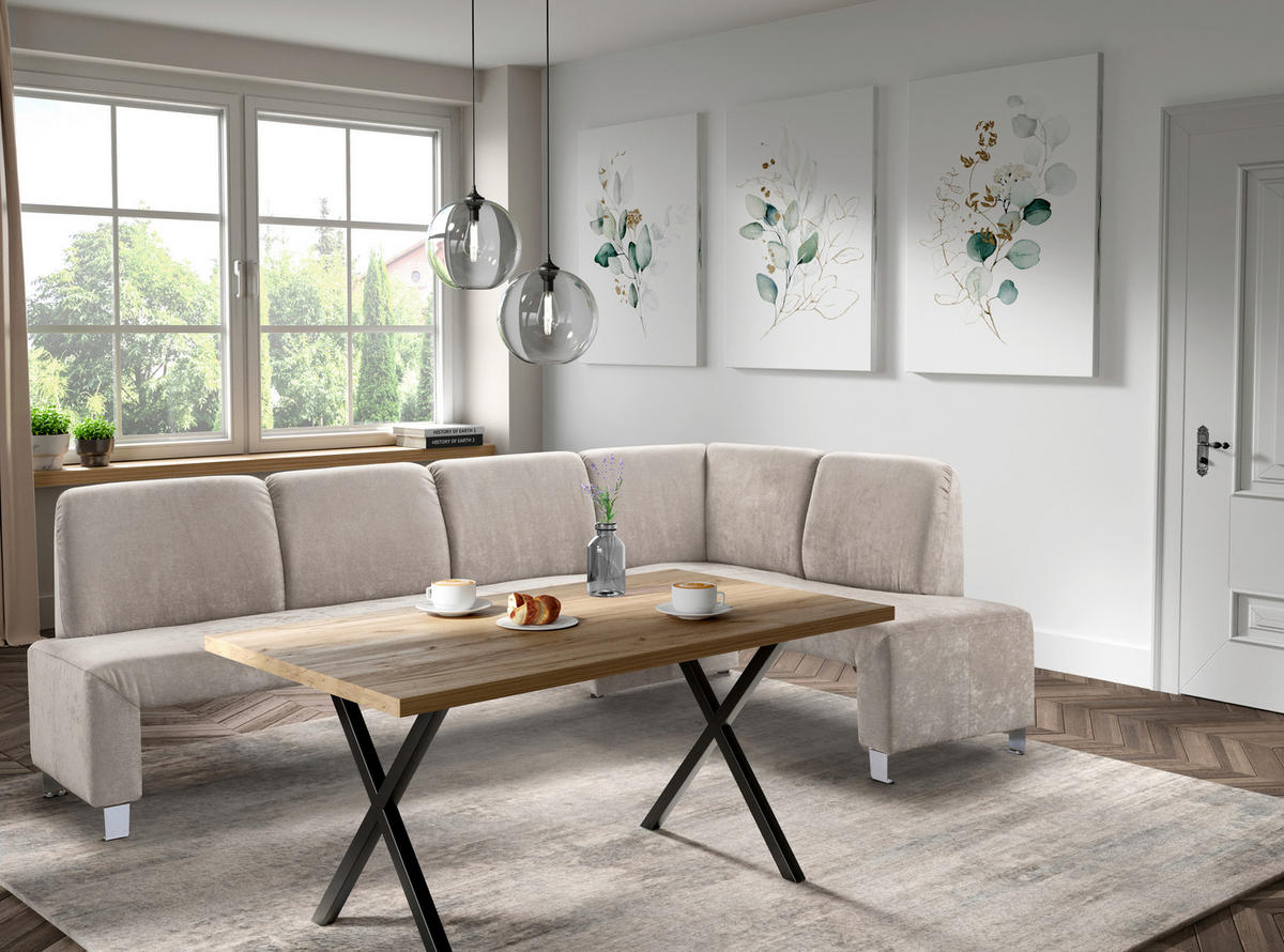 KLUPA KUTNA  boje pijeska  drvo, tekstil, drvni materijal      - srebrne boje/boje pijeska, Moderno, drvni materijal/drvo (243/158cm) - Livetastic
