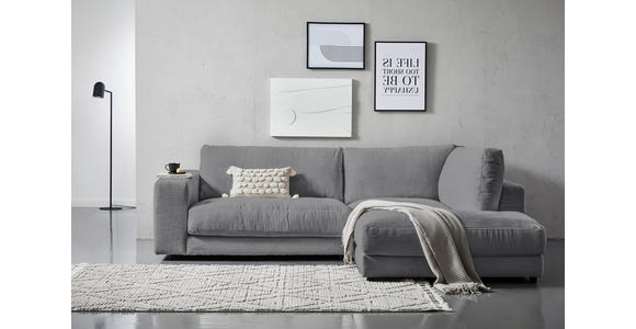 ECKSOFA in Cord Dunkelgrau  - Dunkelgrau/Schwarz, Design, Kunststoff/Textil (265/224cm) - Hom`in