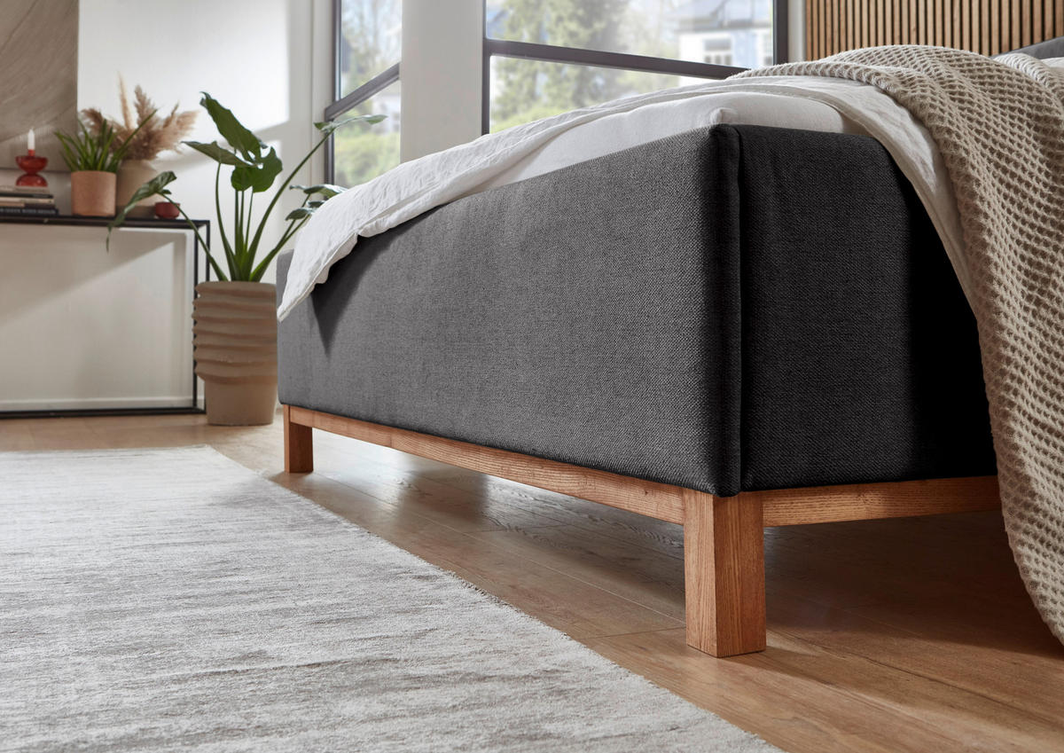 POLSTERBETT 180/200 cm  in Anthrazit  - Eichefarben/Anthrazit, MODERN, Holz/Textil (180/200cm) - Livetastic