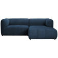 ECKSOFA Dunkelblau Chenille  - Schwarz/Dunkelblau, KONVENTIONELL, Kunststoff/Textil (255/164cm) - Ambia Home