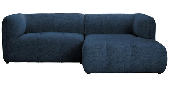 ECKSOFA Dunkelblau Chenille  - Schwarz/Dunkelblau, KONVENTIONELL, Kunststoff/Textil (255/164cm) - Ambia Home