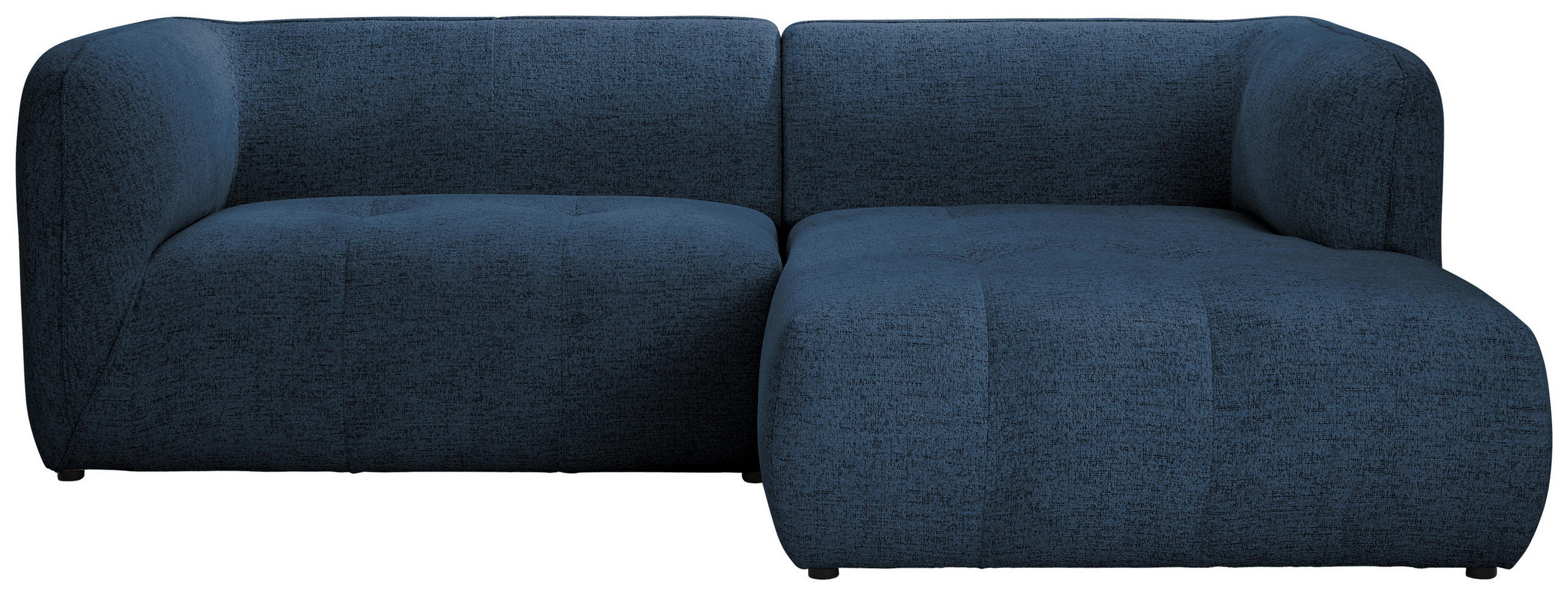 ECKSOFA in Chenille Dunkelblau  - Schwarz/Dunkelblau, Konventionell, Kunststoff/Textil (255/164cm) - MID.YOU