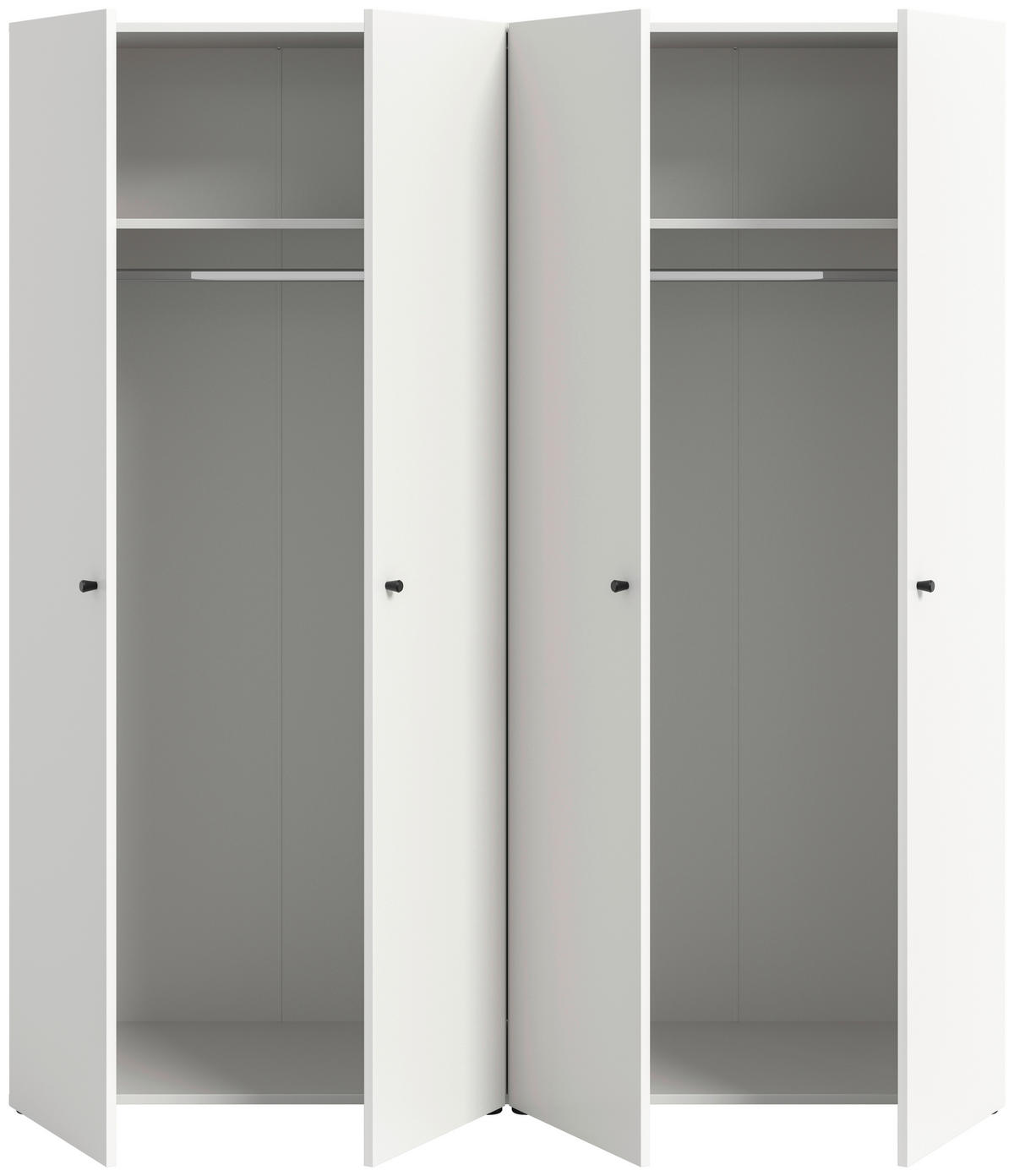 DREHTÜRENSCHRANK 160/176/51 cm,  in Weiß, 4-türig  - Schwarz/Weiß, MODERN, Holzwerkstoff/Kunststoff (160/176/51cm) - MID.YOU