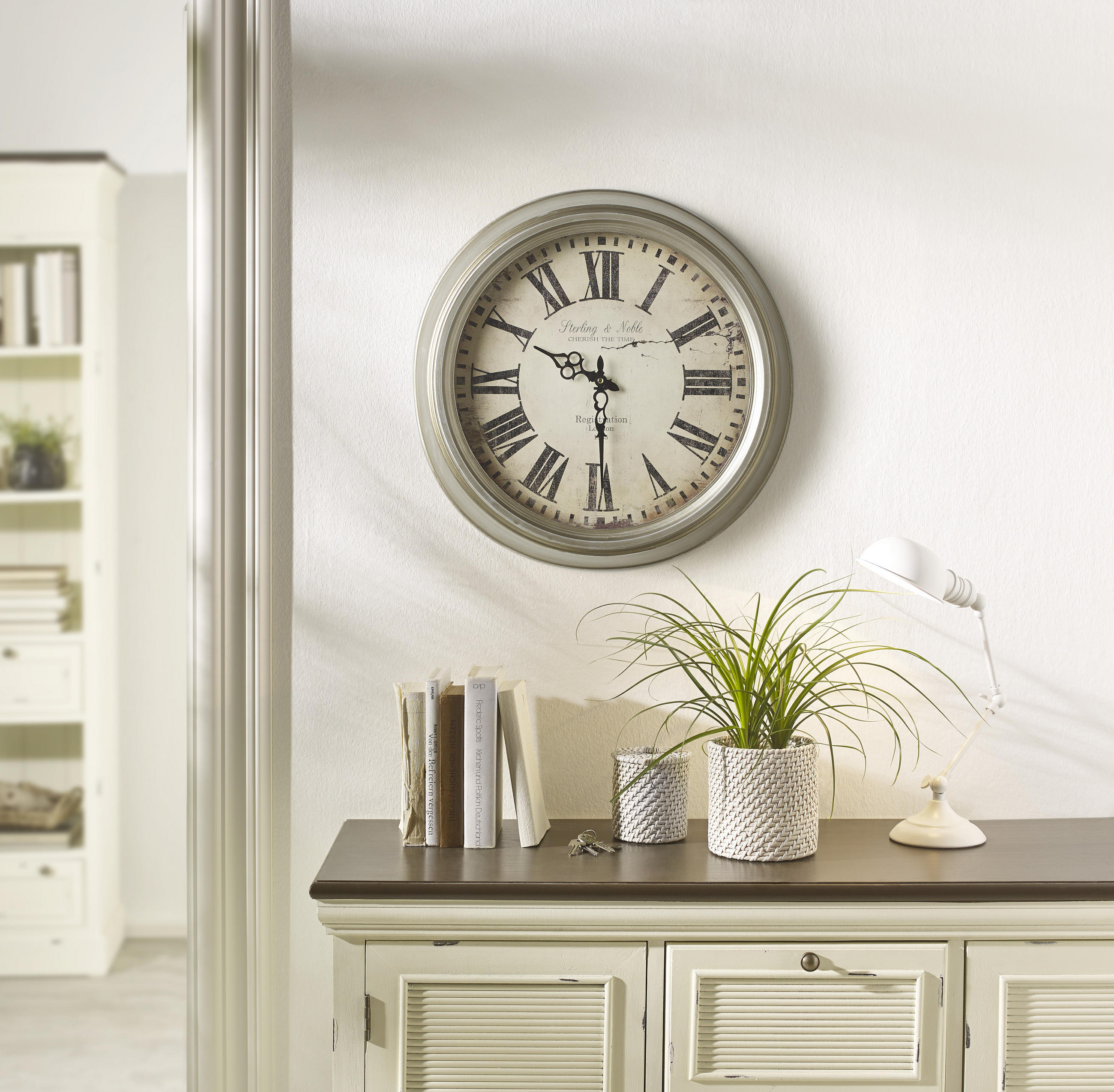 WANDUHR  Silberfarben 47 cm  - Silberfarben, Basics, Holz/Metall (47cm) - Ambia Home