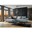 ECKSOFA Fino in Chenille Hellblau Rückenkissen, Rücken echt, Sitztiefenverstellung  224/305 cm  - Schwarz/Hellblau, Design, Textil/Metall (224/305cm) - Dieter Knoll