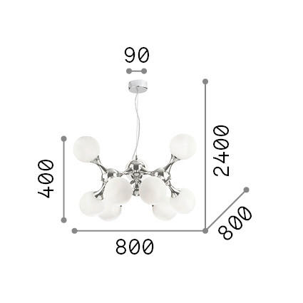 HÄNGELEUCHTE Ottone 80/65-240 cm   - Messingfarben, Design, Glas/Metall (80/65-240cm) - Ideal Lux