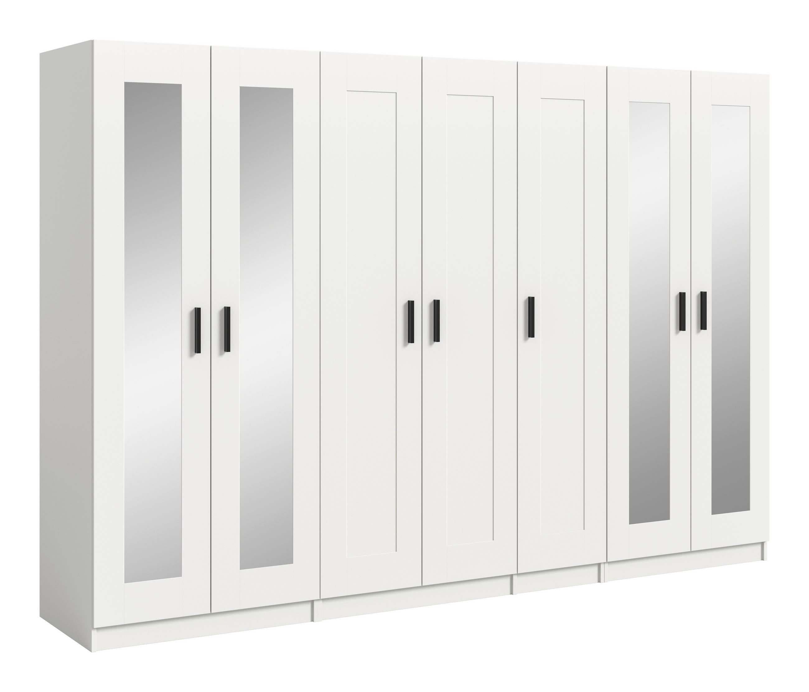 DREHTÜRENSCHRANK 280/194/56 cm,  in Weiß, 7 Tür(en)-türig  - Schwarz/Weiß, ROMANTIK / LANDHAUS, Holzwerkstoff/Kunststoff (280/194/56cm) - Livetastic