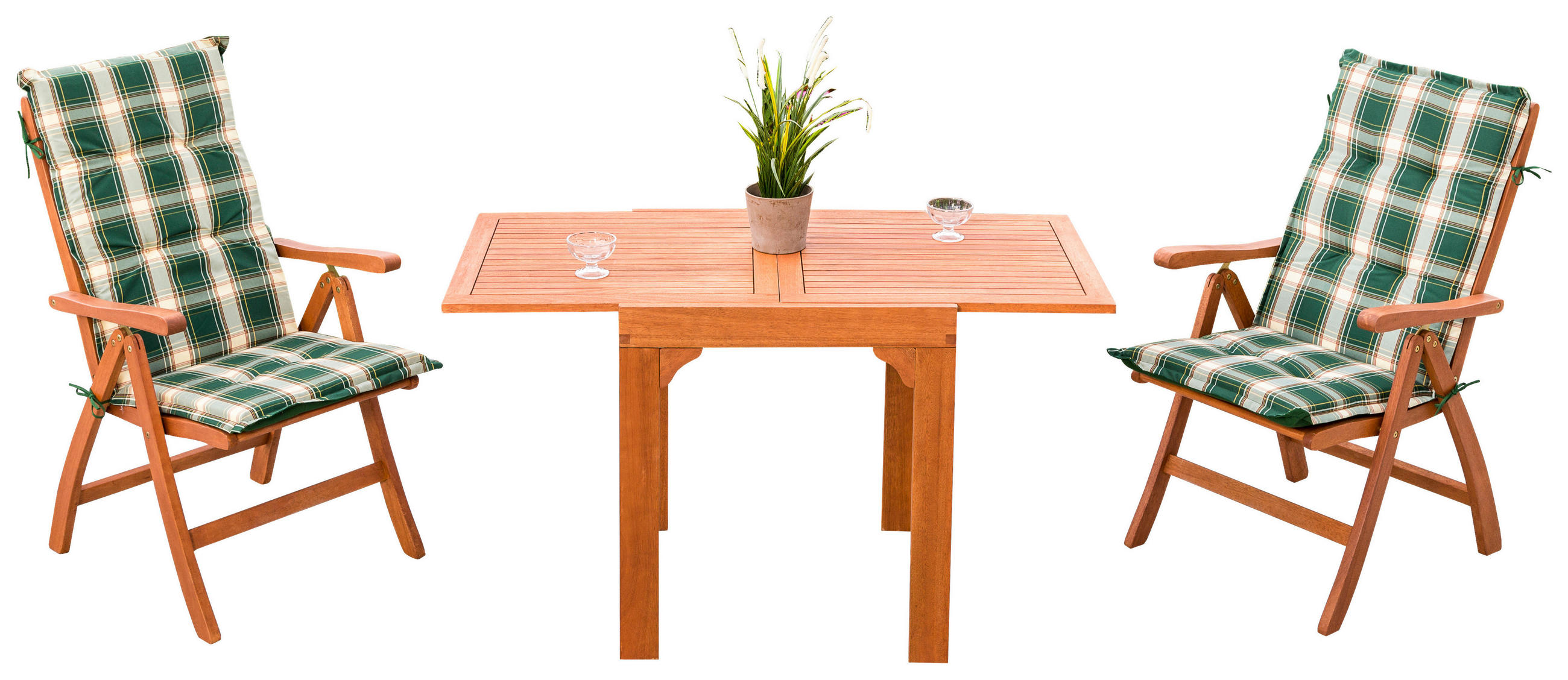 BALKONSET  5-teilig  - Braun/Grün, KONVENTIONELL, Holz/Textil - Gardenson