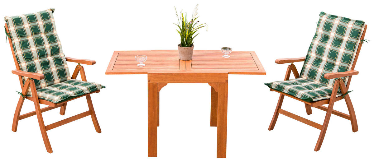 BALKONSET Braun 5-teilig  - Braun/Grün, KONVENTIONELL, Holz/Textil - Gardenson