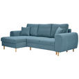 ECKSOFA in Webstoff Blau  - Blau/Naturfarben, KONVENTIONELL, Holz/Textil (145/250cm) - Carryhome