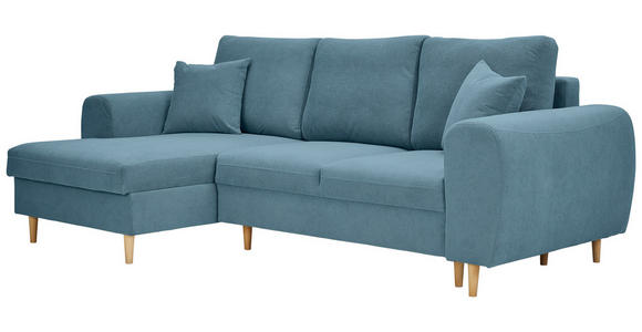 ECKSOFA in Webstoff Blau  - Blau/Naturfarben, KONVENTIONELL, Holz/Textil (145/250cm) - Carryhome