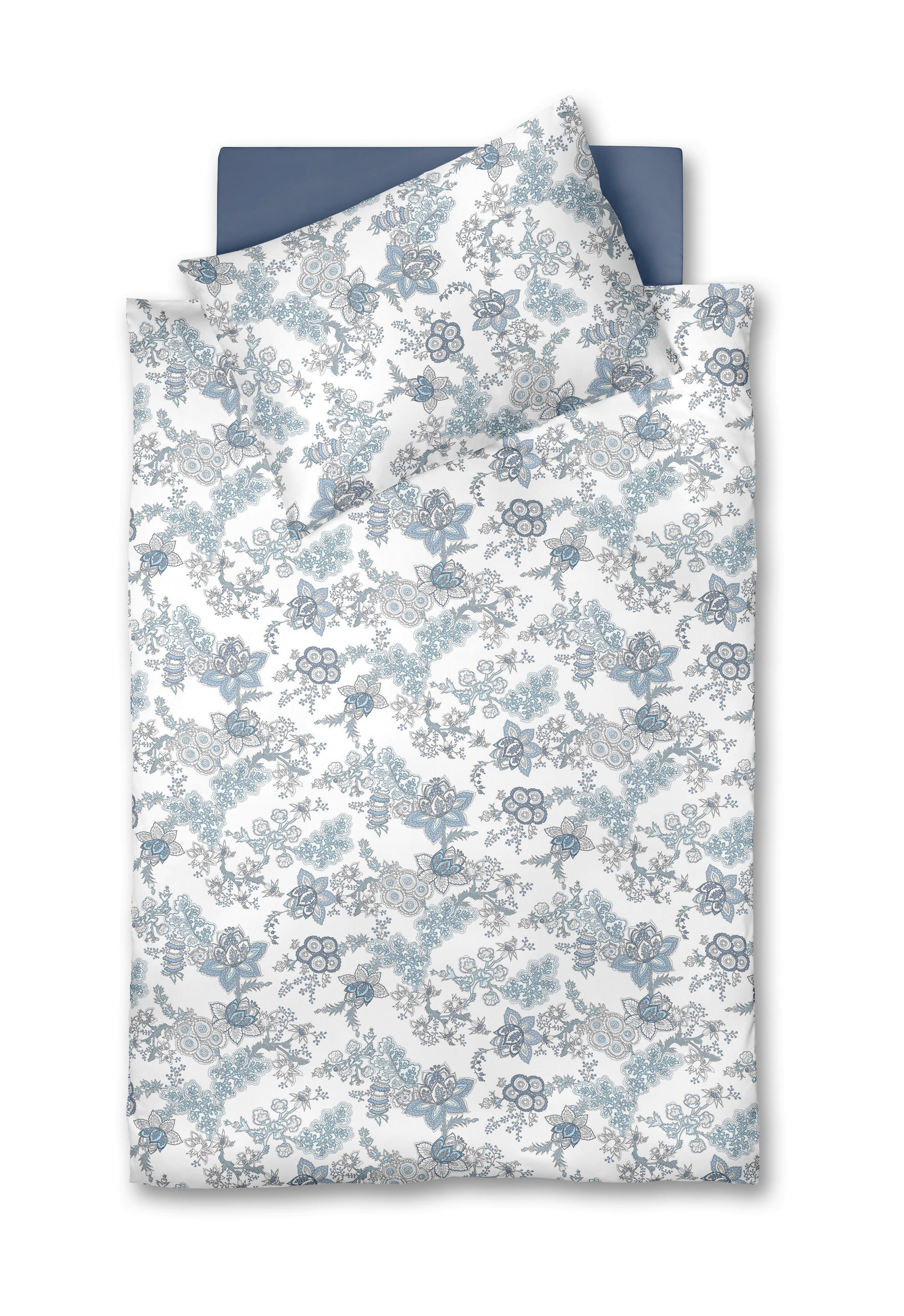 ÁGYNEMŰHUZAT-GARNITÚRA 140/200 cm  - pasztellkék/szürkéskék, Basics, textil (140/200cm) - Fleuresse