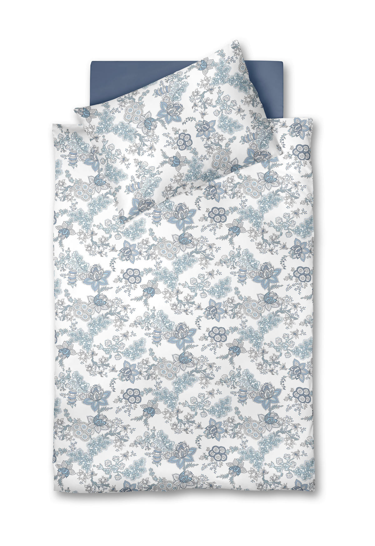 ÁGYNEMŰHUZAT-GARNITÚRA 140/200 cm  - pasztellkék/szürkéskék, Basics, textil (140/200cm) - Fleuresse