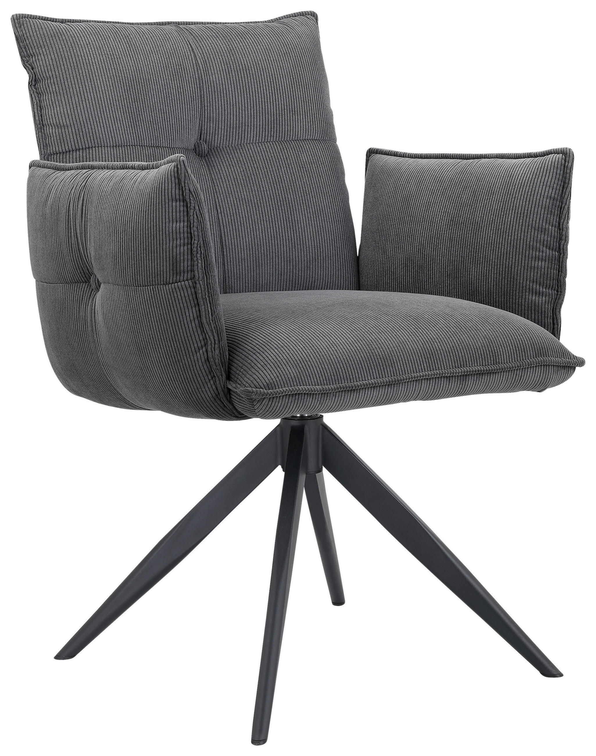 ARMLEHNSTUHL  in Eisen Cord  - Anthrazit/Schwarz, Design, Textil/Metall (63,5/85/63,5cm) - Novel