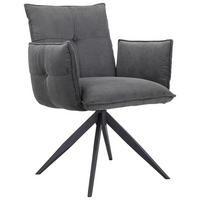 NASLANJAČ, kovina, tekstil antracit, črna  - črna/antracit, Design, kovina/tekstil (63,5/85/63,5cm) - Novel