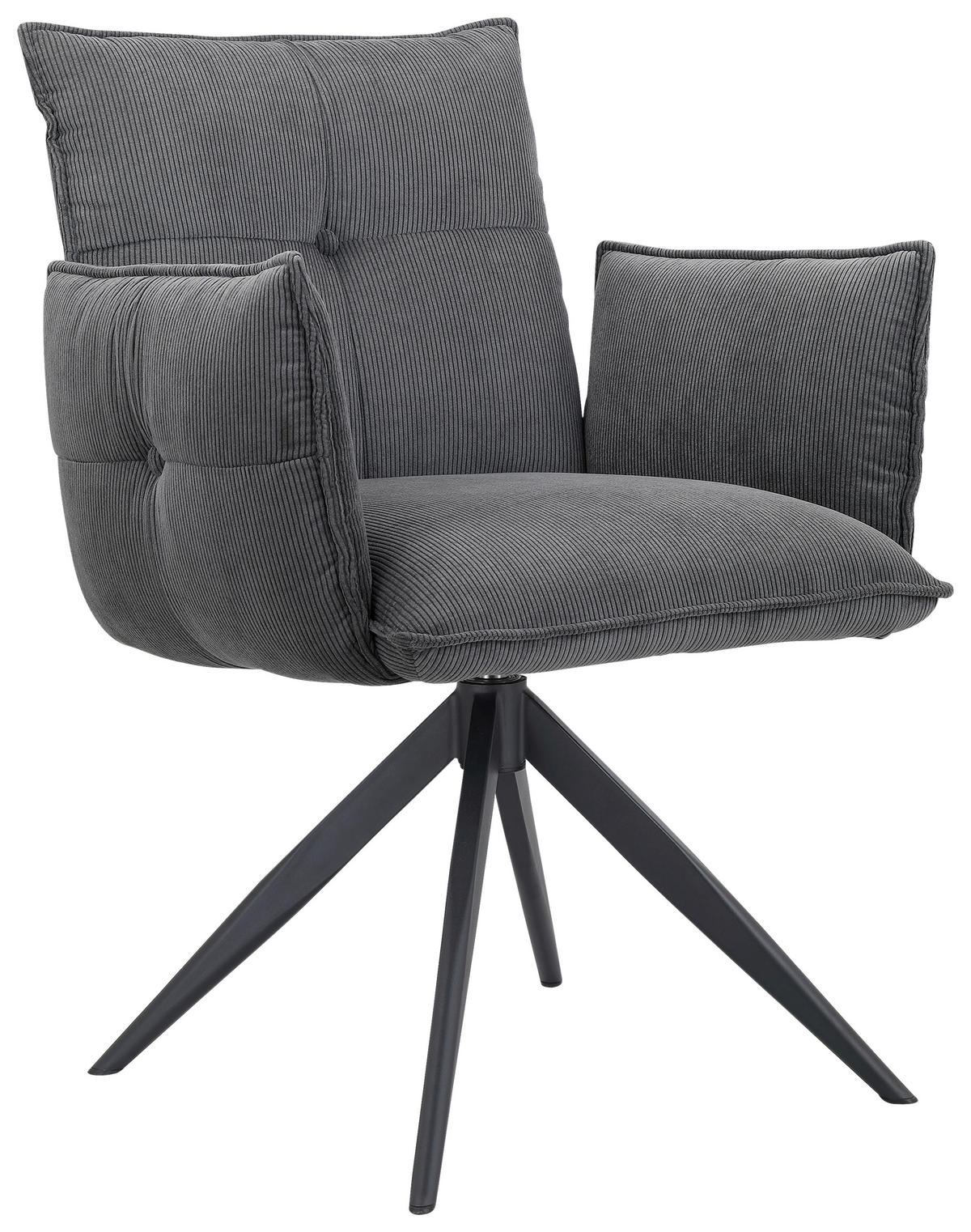 NASLANJAČ, kovina, tekstil antracit, črna  - črna/antracit, Design, kovina/tekstil (63,5/85/63,5cm) - Novel