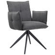 ARMLEHNSTUHL  Stoffauswahl, Sitzfläche 360° drehbar Cord  - Anthrazit/Schwarz, Design, Textil/Metall (63,5/85/63,5cm) - Novel