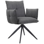 ARMLEHNSTUHL  Stoffauswahl, Sitzfläche 360° drehbar Cord  - Anthrazit/Schwarz, Design, Textil/Metall (63,5/85/63,5cm) - Novel