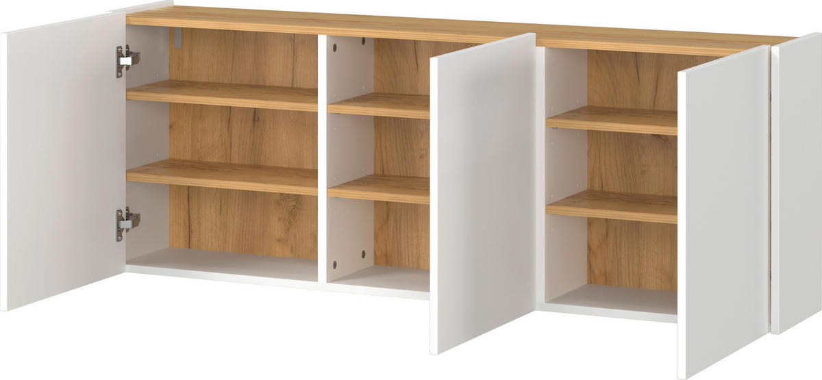 SCHUHSCHRANK 138/52/25 cm  - Eichefarben/Weiß, Design, Holzwerkstoff (138/52/25cm)