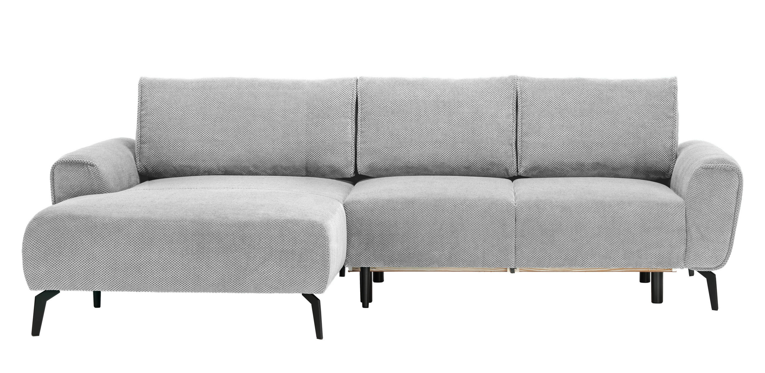 ECKSOFA in Webstoff Ecru  - Ecru/Schwarz, Design, Textil/Metall (170/272cm) - Welnova