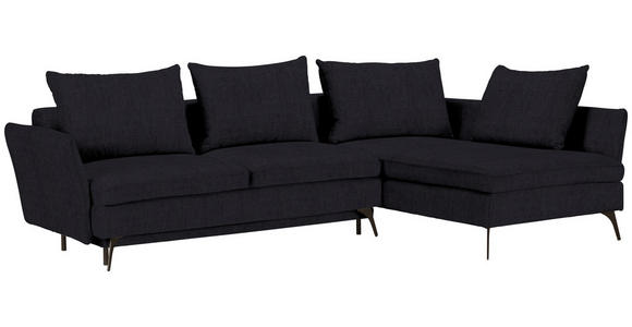 ECKSOFA in Webstoff Schwarz  - Schwarz, Design, Textil/Metall (282/182cm) - Carryhome