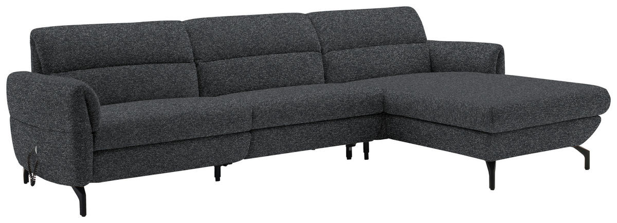 ECKSOFA Graphitfarben Chenille  - Schwarz/Graphitfarben, Design, Textil/Metall (299/187cm) - Schöner Wohnen