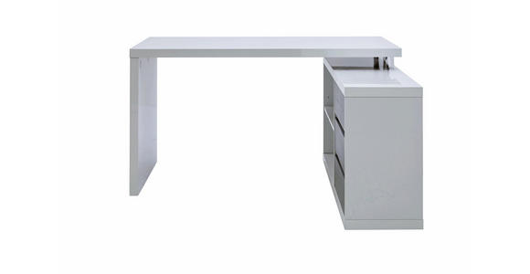 ECKSCHREIBTISCH - Weiß/Grau, Design, Holzwerkstoff (140/75/114,5cm) - Voleo