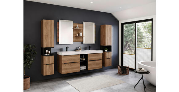 BADEZIMMERSPIEGEL 150/80/14,1 cm - Eichefarben, Design, Glas/Holzwerkstoff (150/80/14,1cm) - Novel