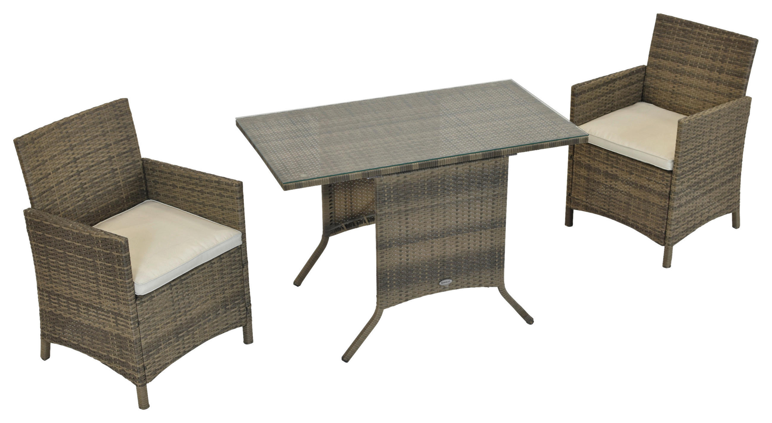 GARTENSET Stahl  - Beige/Naturfarben, MODERN, Glas/Kunststoff - Gardenson