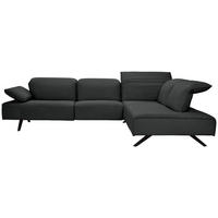 ECKSOFA Echtleder Anthrazit  - Anthrazit, Design, Leder/Metall (290/230cm) - Johann Jakob