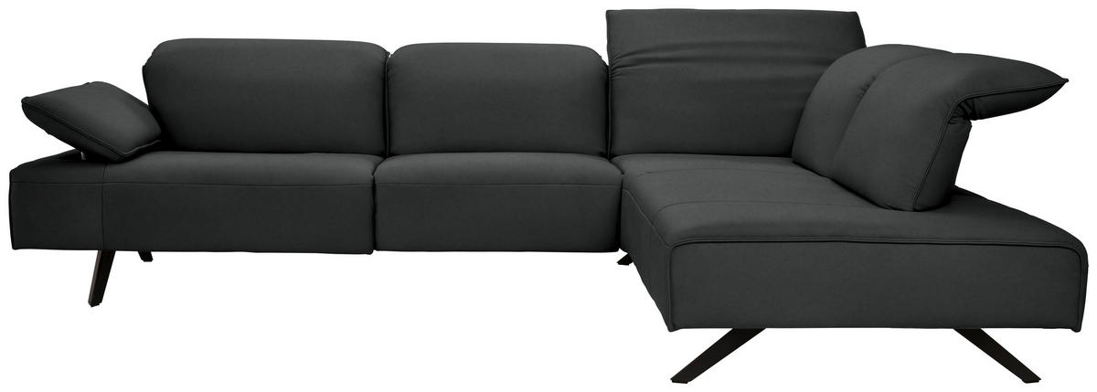 ECKSOFA Echtleder Anthrazit  - Anthrazit, Design, Leder/Metall (290/230cm) - Johann Jakob