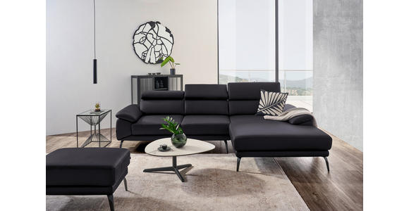 ECKSOFA in Echtleder Dunkelbraun 295/187 cm - Dunkelbraun/Schwarz, Design, Leder/Metall (295/187cm) - Novel