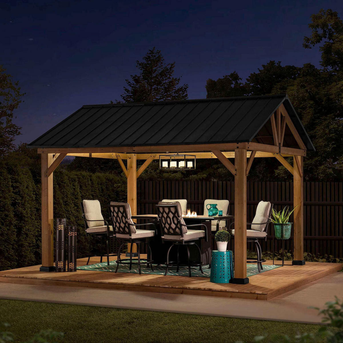 PAVILLON 399,5/291,5/335,5 cm  - Anthrazit, Basics, Holz/Kunststoff (399,5/291,5/335,5cm) - Modante