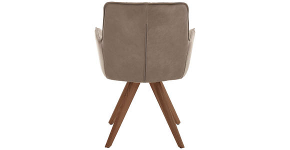 ARMLEHNSTUHL in Holz, Leder Taupe, Nussbaumfarben  - Taupe/Nussbaumfarben, Design, Leder/Holz (59/89/63cm) - Dieter Knoll