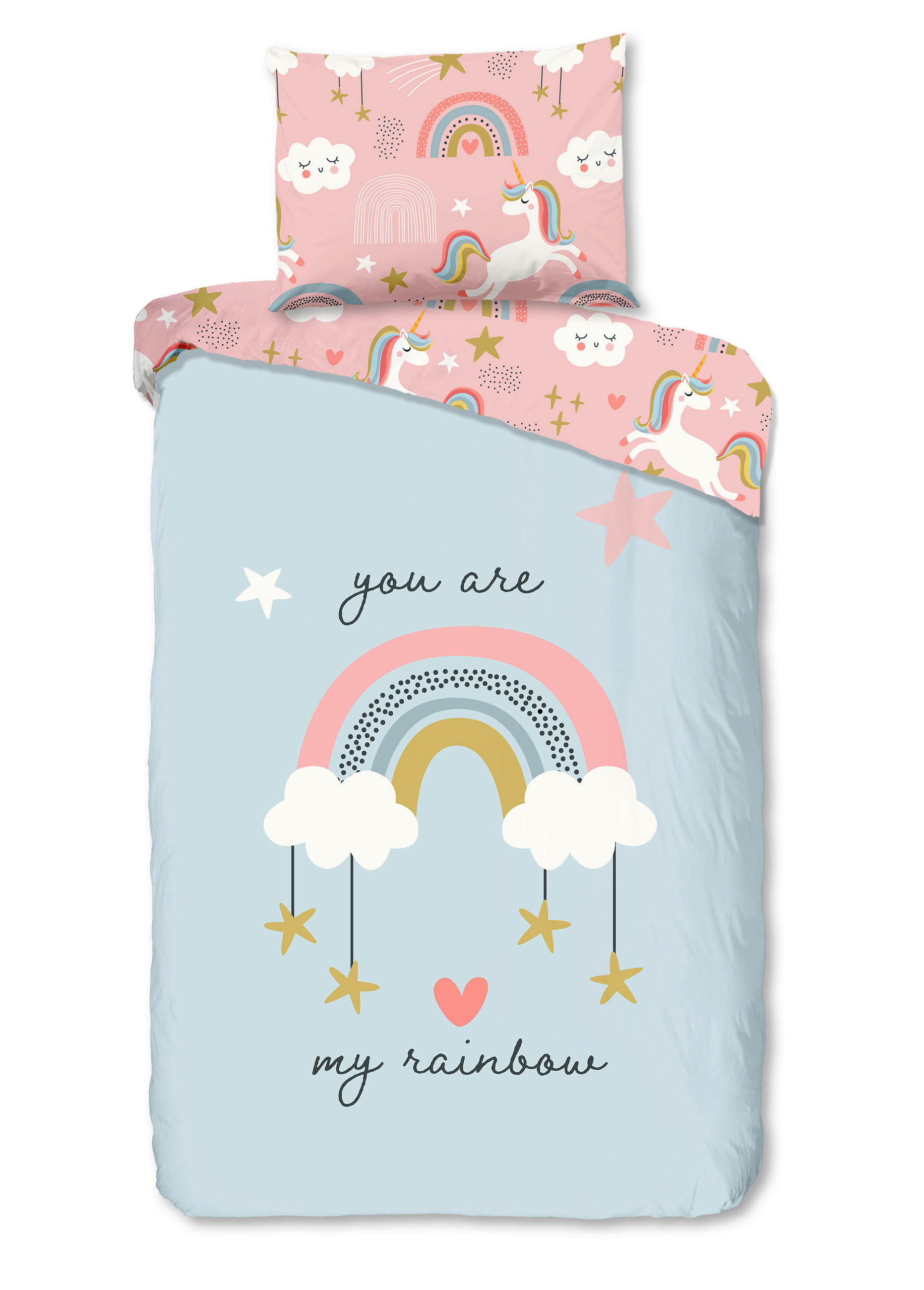 KINDERBETTWÄSCHE 140/200 cm  - Hellrosa/Hellblau, Trend, Textil (140/200cm)