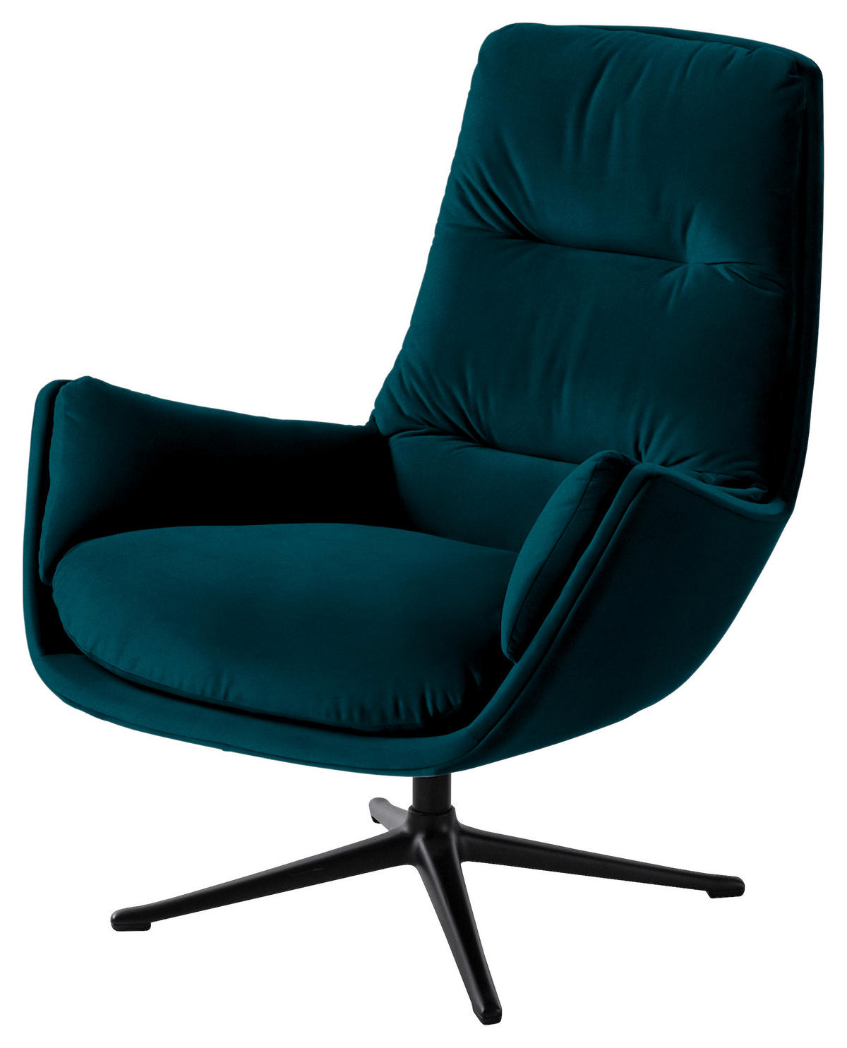 SESSEL in Samt Petrol  - Petrol/Schwarz, Design, Textil/Metall (83/94/97cm) - home24