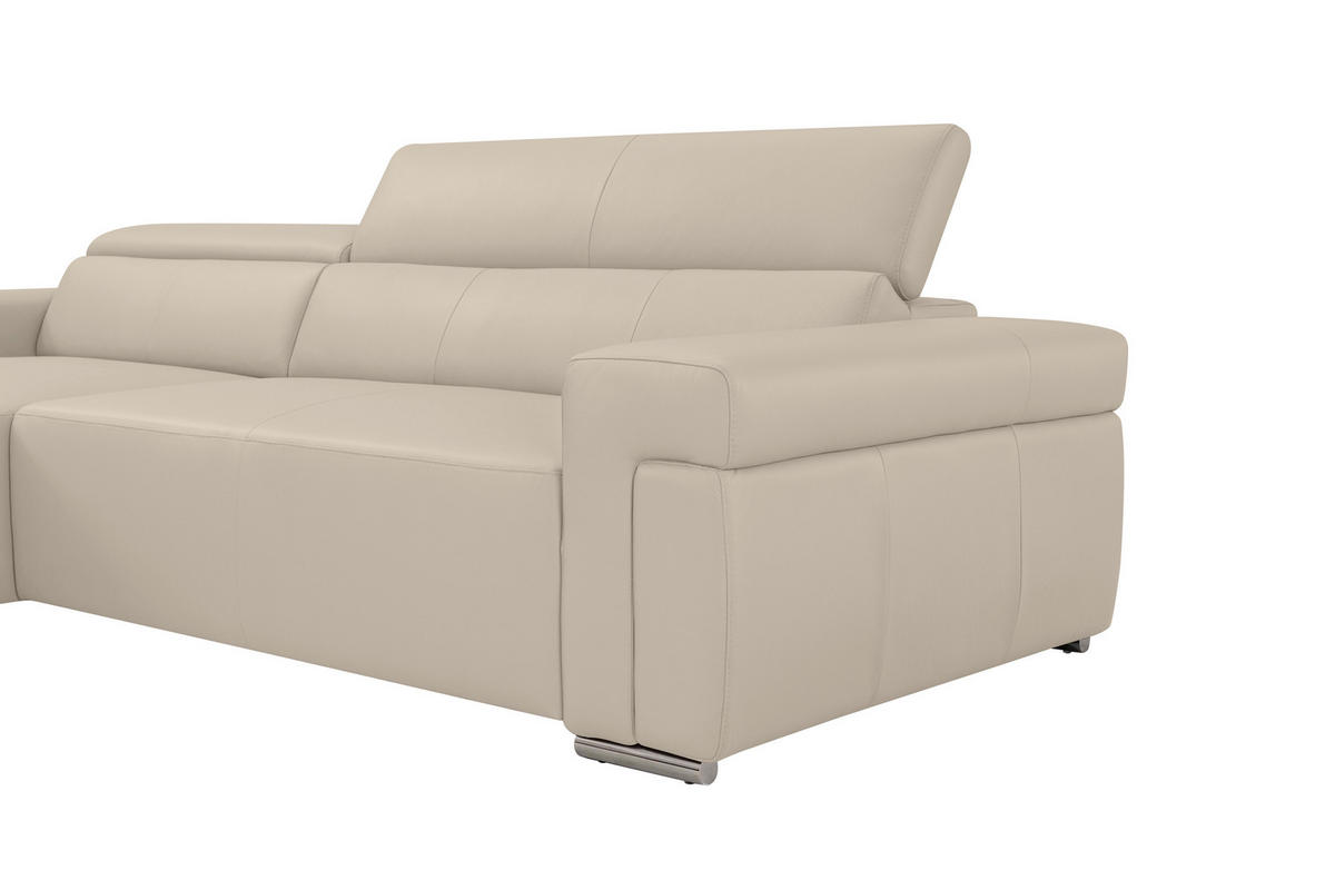 Ecksofa inkl. Funktion DUA Beigebraun Echtleder  - Chromfarben/Beigebraun, Design, Leder/Metall (170/293cm) - Novel