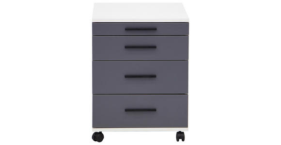 ROLLCONTAINER 43/56/61.5 cm  - Schwarz/Weiß, Basics, Holzwerkstoff/Kunststoff (43/56/61.5cm) - Carryhome