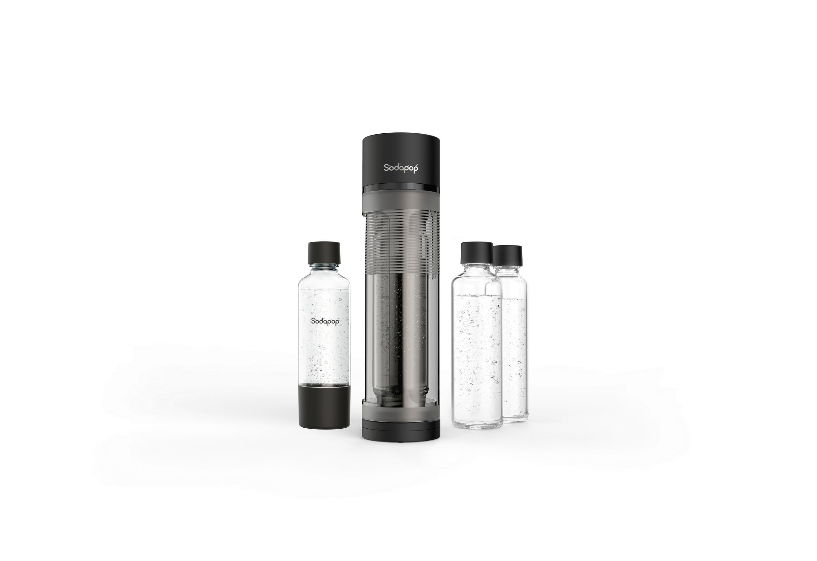 WASSERSPRUDLER Logan  - Schwarz Hochglanz, Basics, Glas/Kunststoff (11.2/42.6/18.8cm) - Sodapop