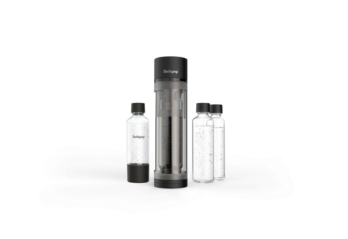 WASSERSPRUDLER Logan  - Schwarz Hochglanz, Basics, Glas/Kunststoff (11.2/42.6/18.8cm) - Sodapop