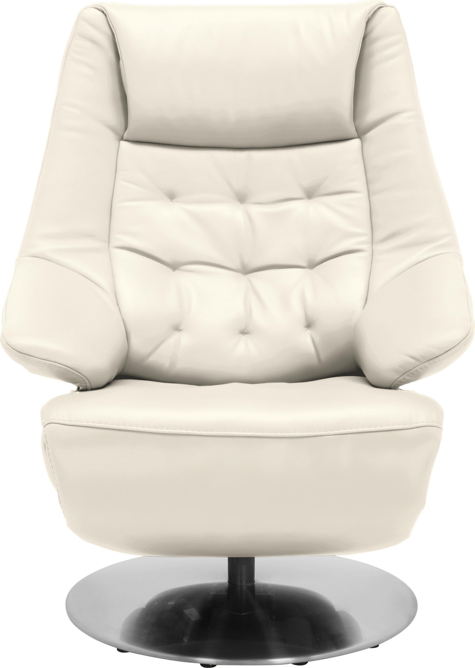 RELAXSESSEL in Leder Creme  - Creme/Alufarben, Design, Leder/Metall (84/111/91cm) - Valdera