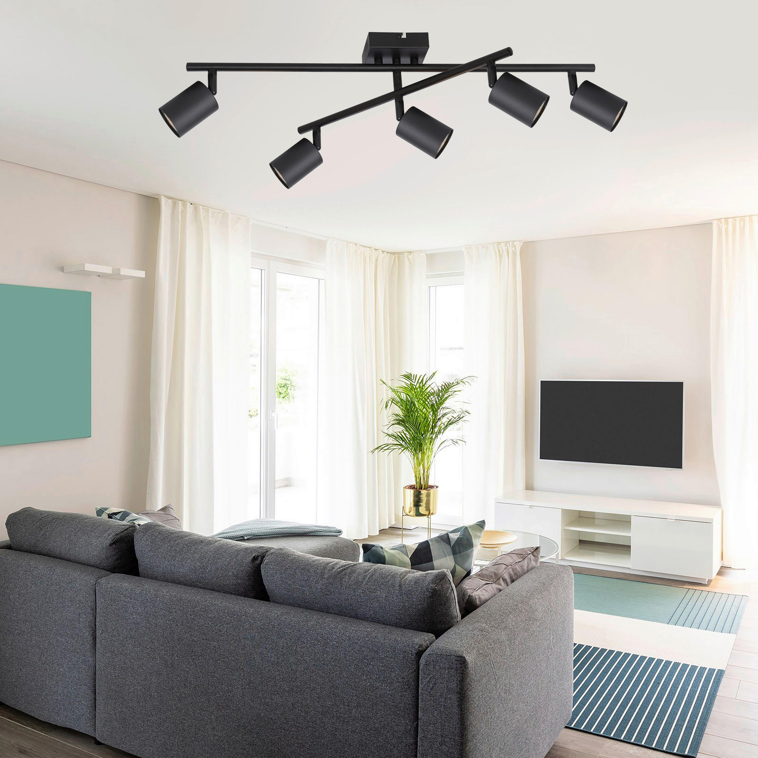 Thumbnail - Novel Deckenleuchte, Schwarz, Metall, zylindrisch,zylindrisch, 36x20x70.5 cm, RoHS, CE, verstellbare Spotlights, Lampen ...