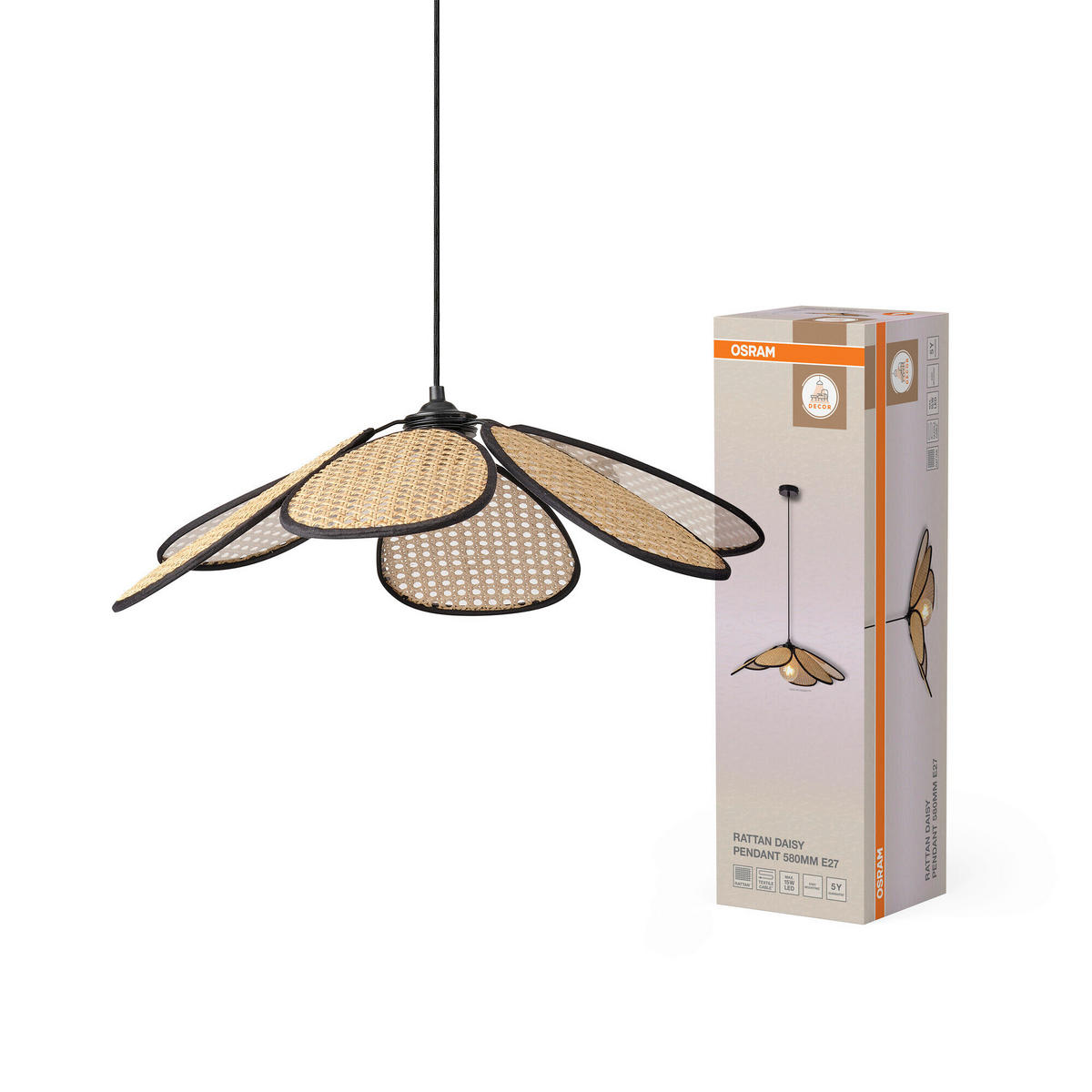 HÄNGELEUCHTE 58/123 cm  - Beige, Basics, Holz/Metall (58/123cm) - Osram