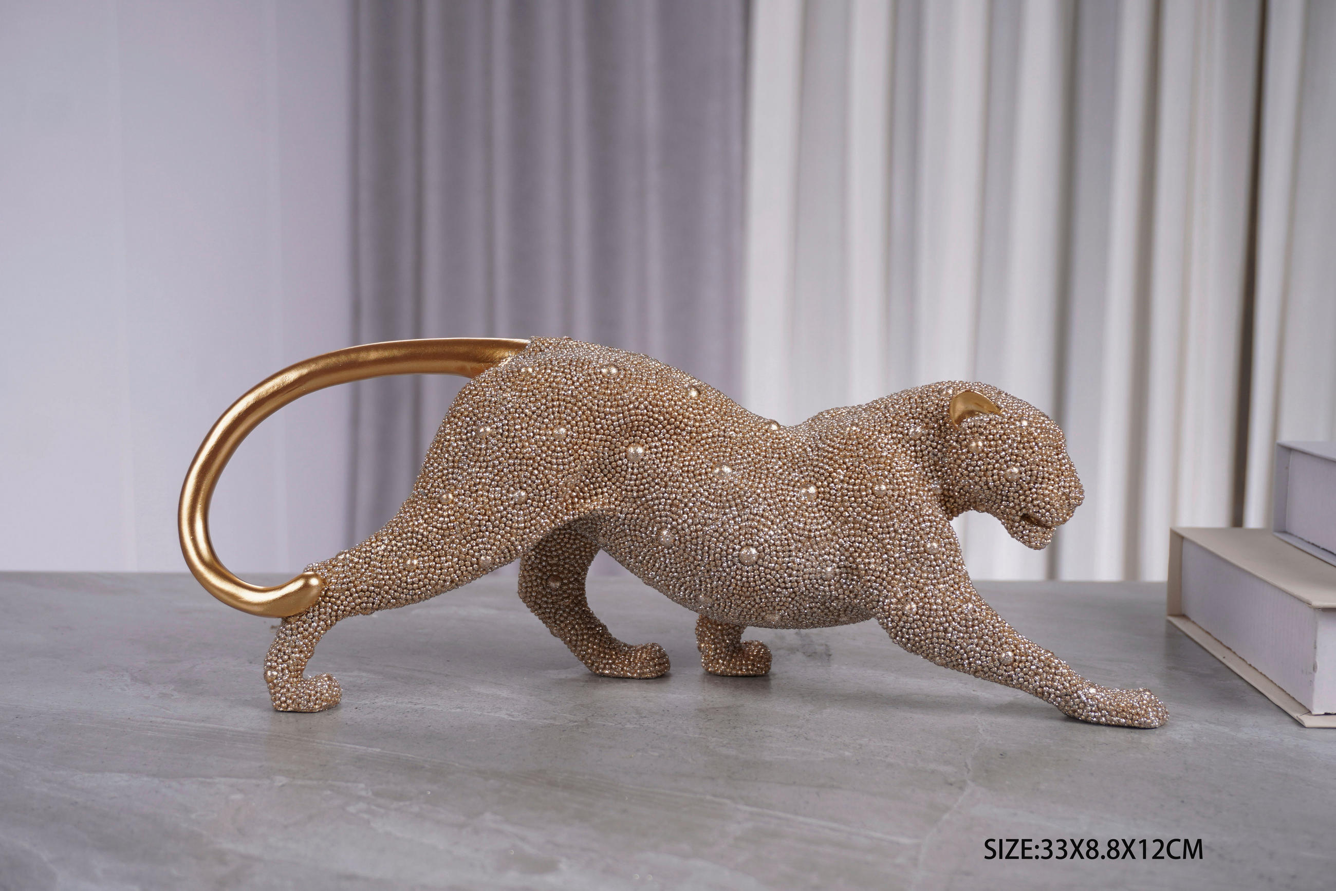 DEKOR ÁLLATFIGURA - aranyszínű, Basics, műanyag (33/19/12cm)