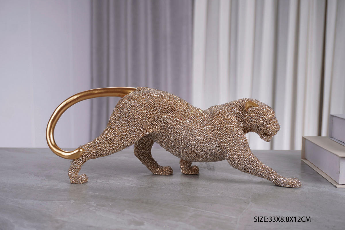 DEKOR ÁLLATFIGURA - aranyszínű, Basics, műanyag (33/19/12cm)