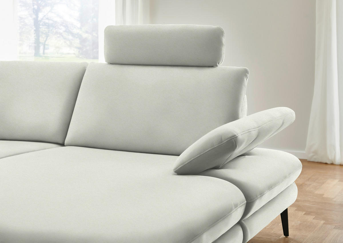 WOHNLANDSCHAFT Chenille, Flachgewebe Weiss  - Weiss/Schwarz, Design, Textil/Metall (208/344/180cm) - Dieter Knoll