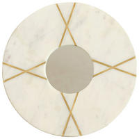 NÁSTENNÉ ZRKADLO 30/30/2 cm  - zlatá/krémová, Basics, kompozitné drevo/kameň (30/30/2cm) - MID.YOU